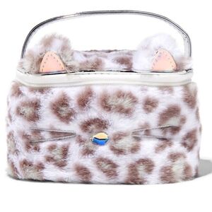 Claire's Club Girl's Plush Kitty Makeup Zip Bag Organizer 🐱🩷 Cute & Furry! NWT